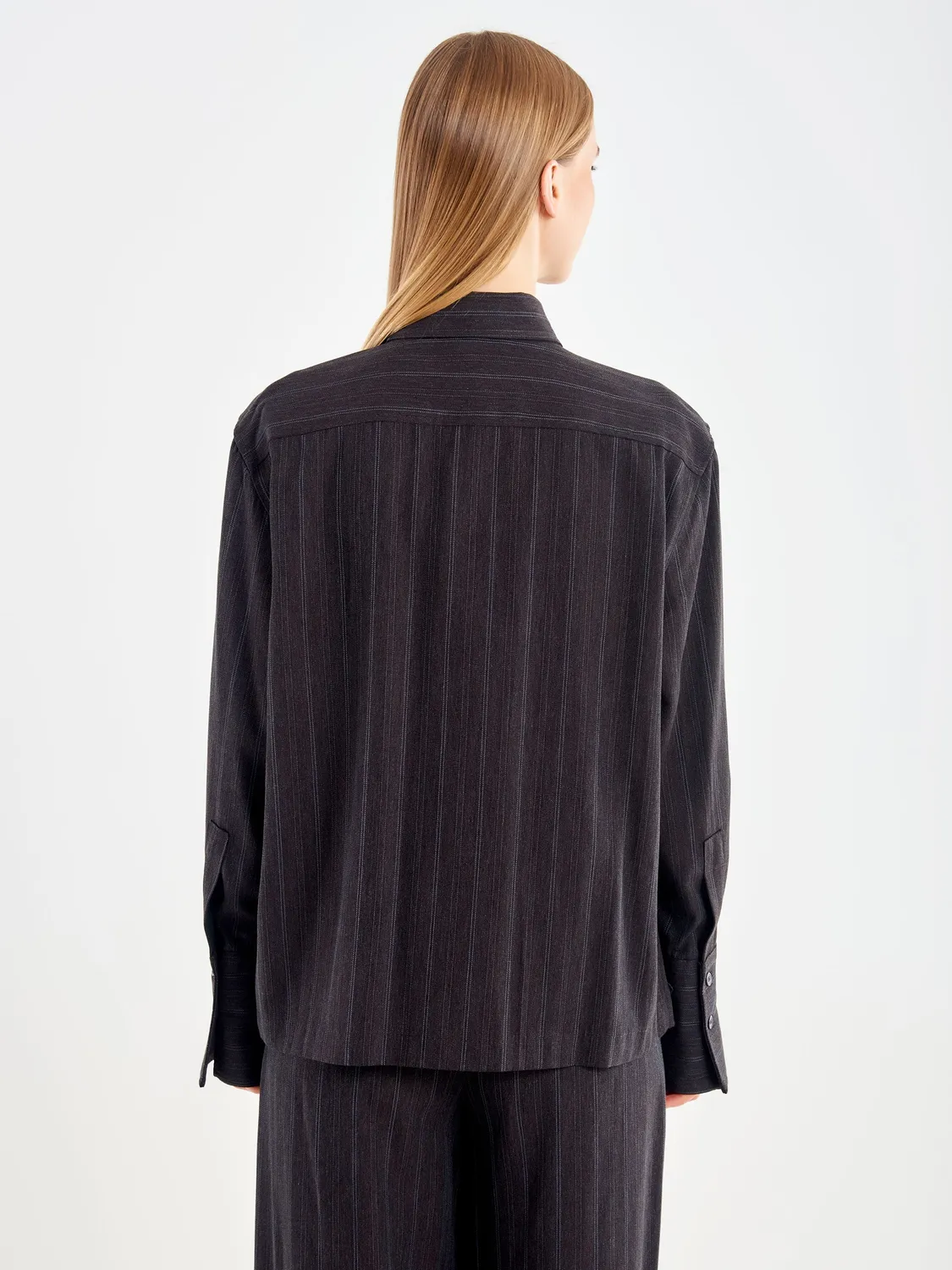 VICOLO Camicia Basica Gessata Grigio Antracite Viscosa