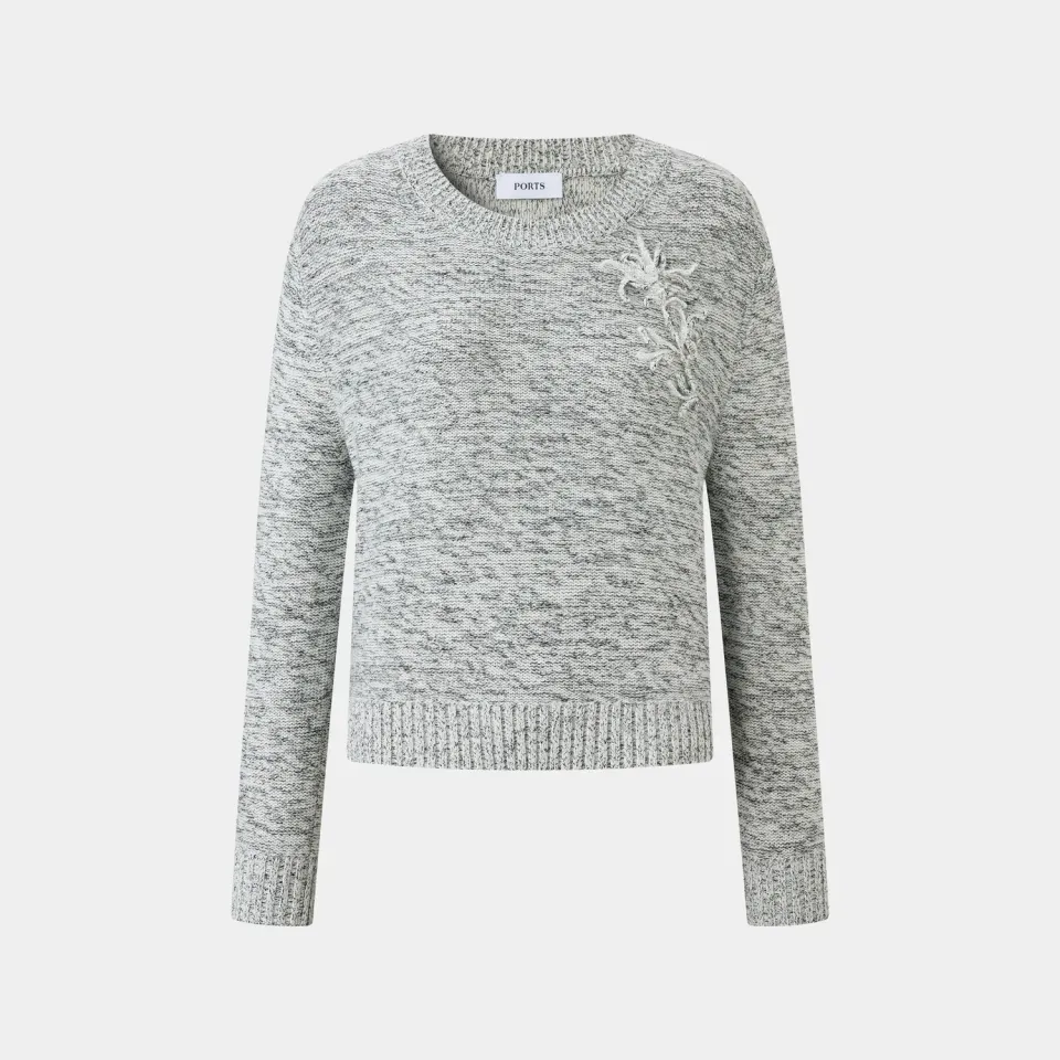 Ports Ash Grey Maglione cashmere lana grigio cenere