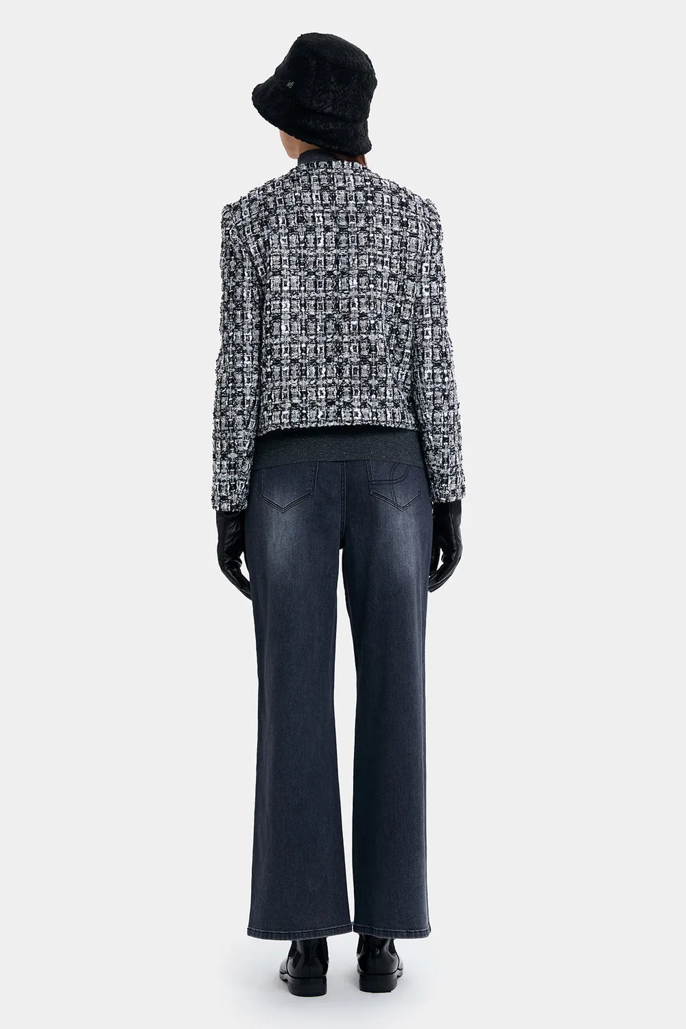 Ports FW24 giacca tweed doppiopetto black white 6