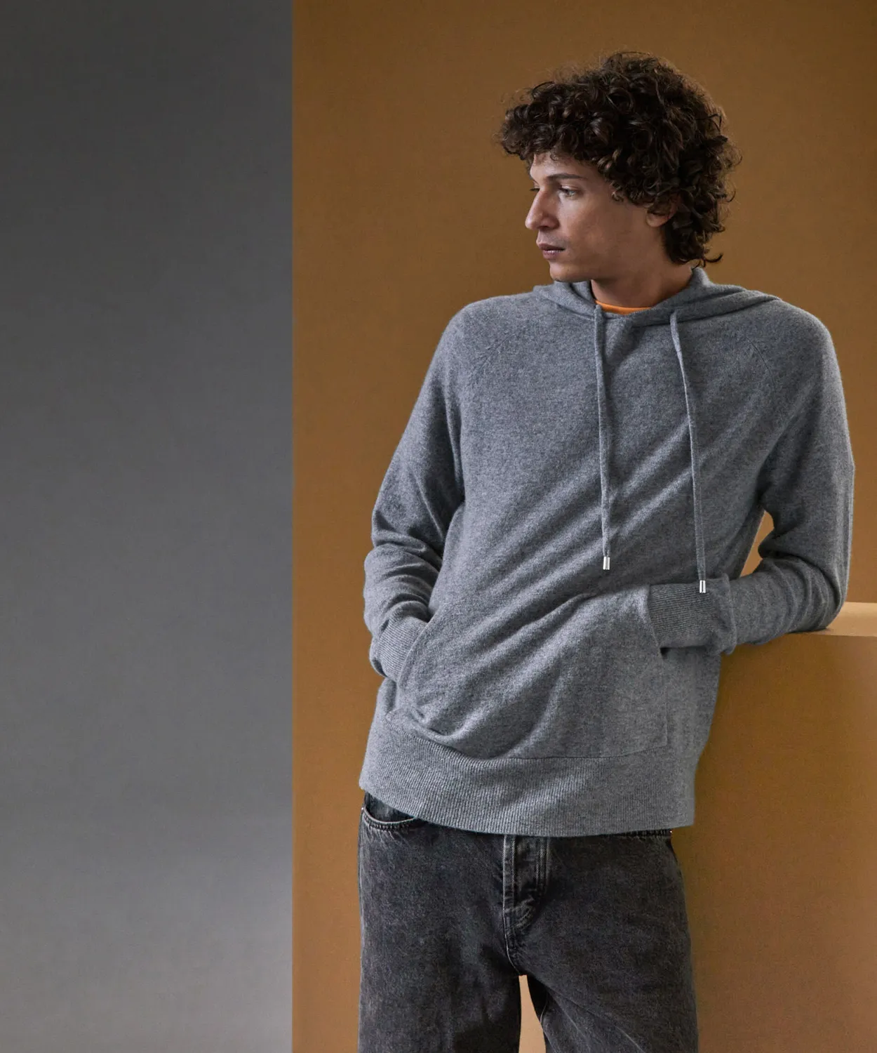 Rodier Felpa Cappuccio Cashmere Grigio Medio Uomo 2 Fili