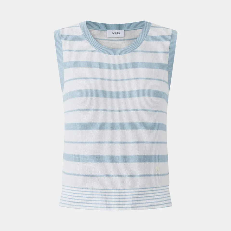 PORTS Striped SU8K806 gilet righe azzurro Casual