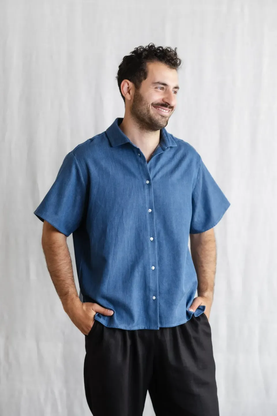 Jyoti Nehani camicia denim cotone maniche corte