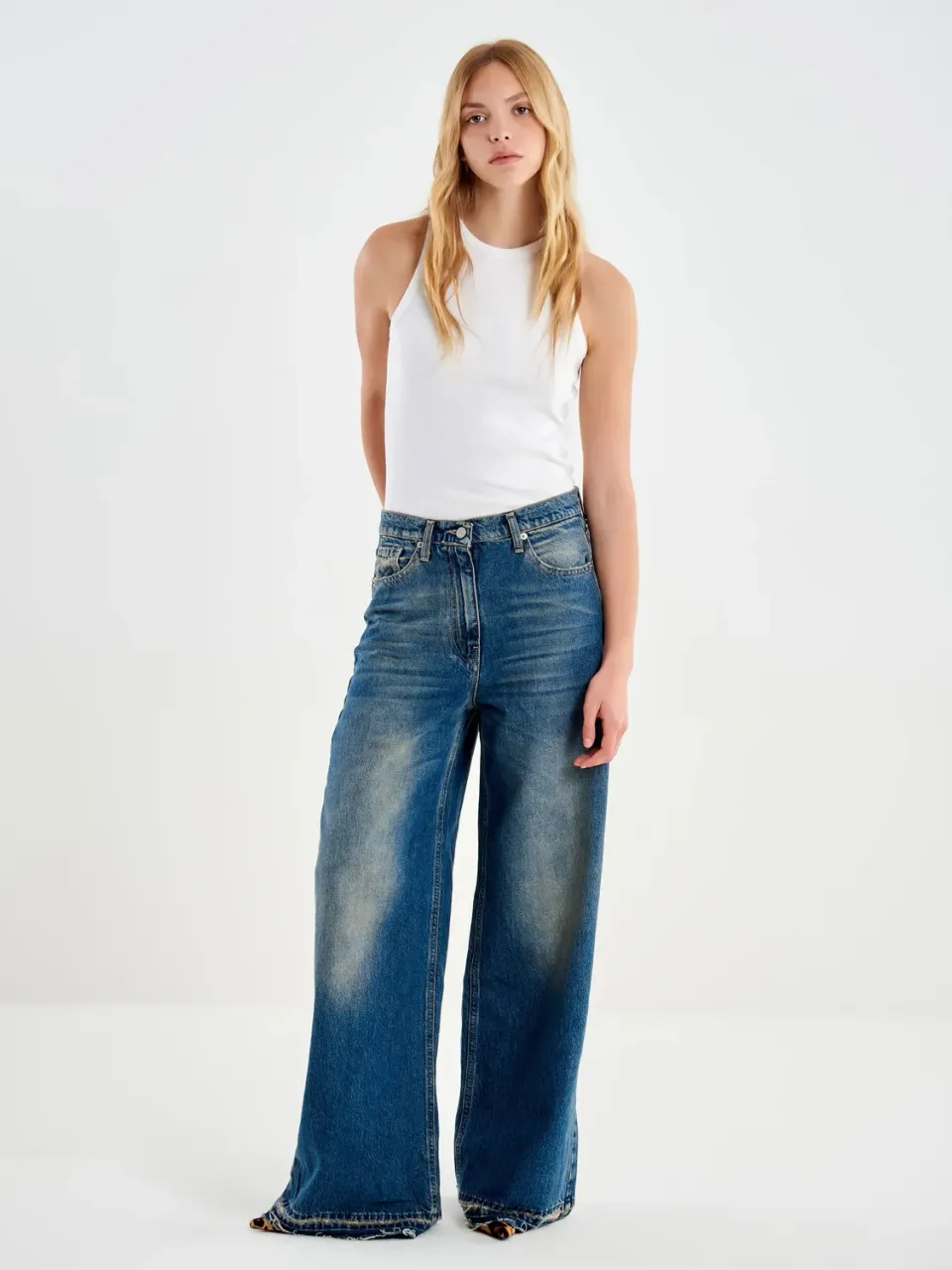 Vicolo Denim Wide Leg jeans wide leg blu vita alta