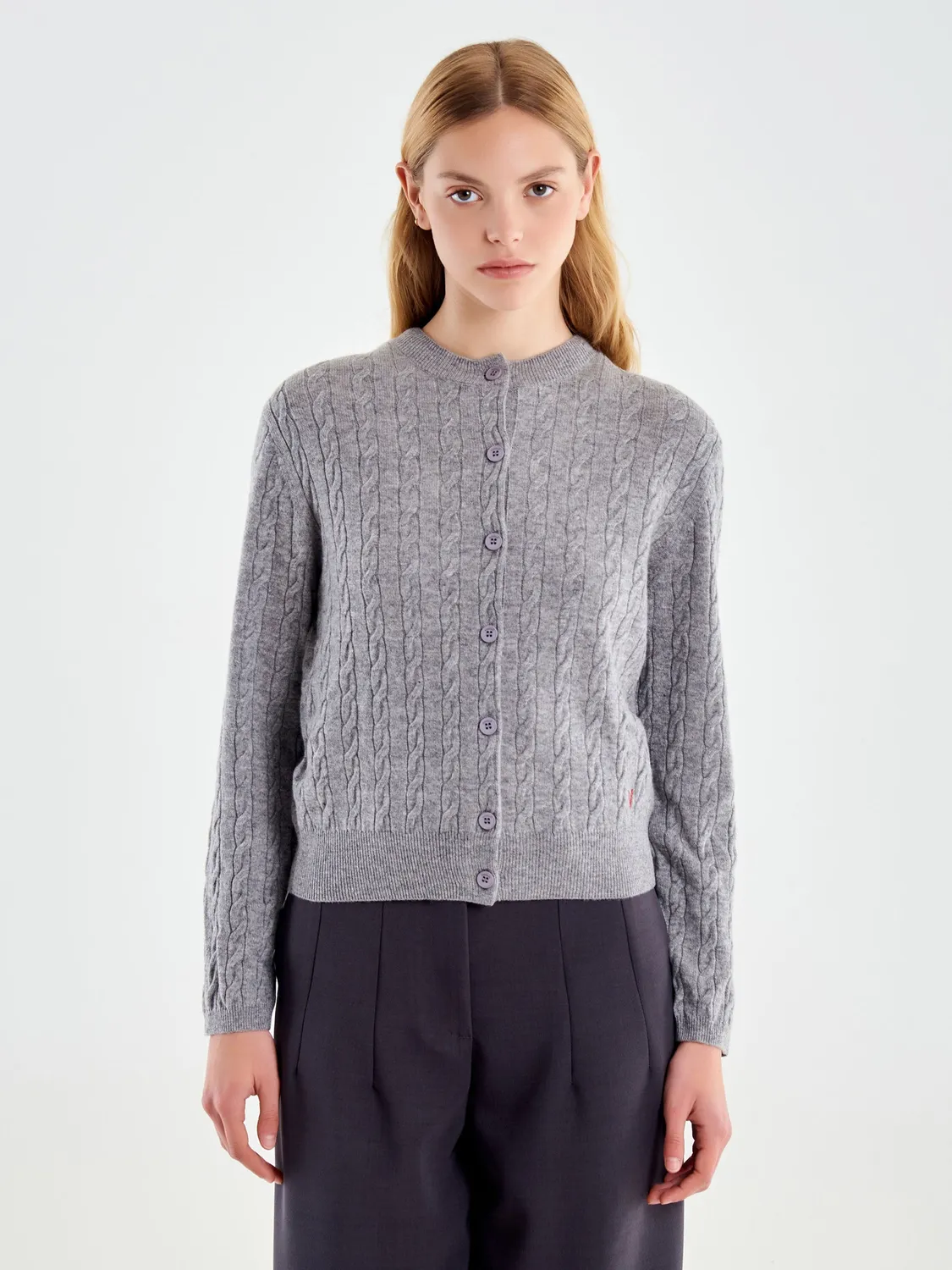 Vicolo Pull Coreana trecce maglia beige lana