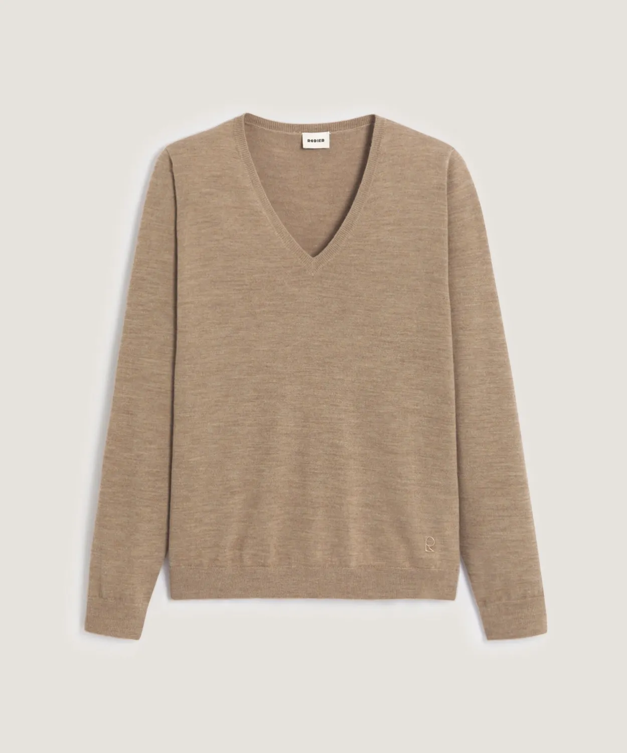 Rodier maglione scollo V lana merino beige calda