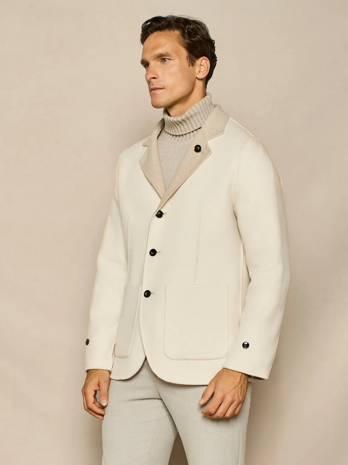Paul Taylor giacca reversibile beige monopetto 4 bottoni