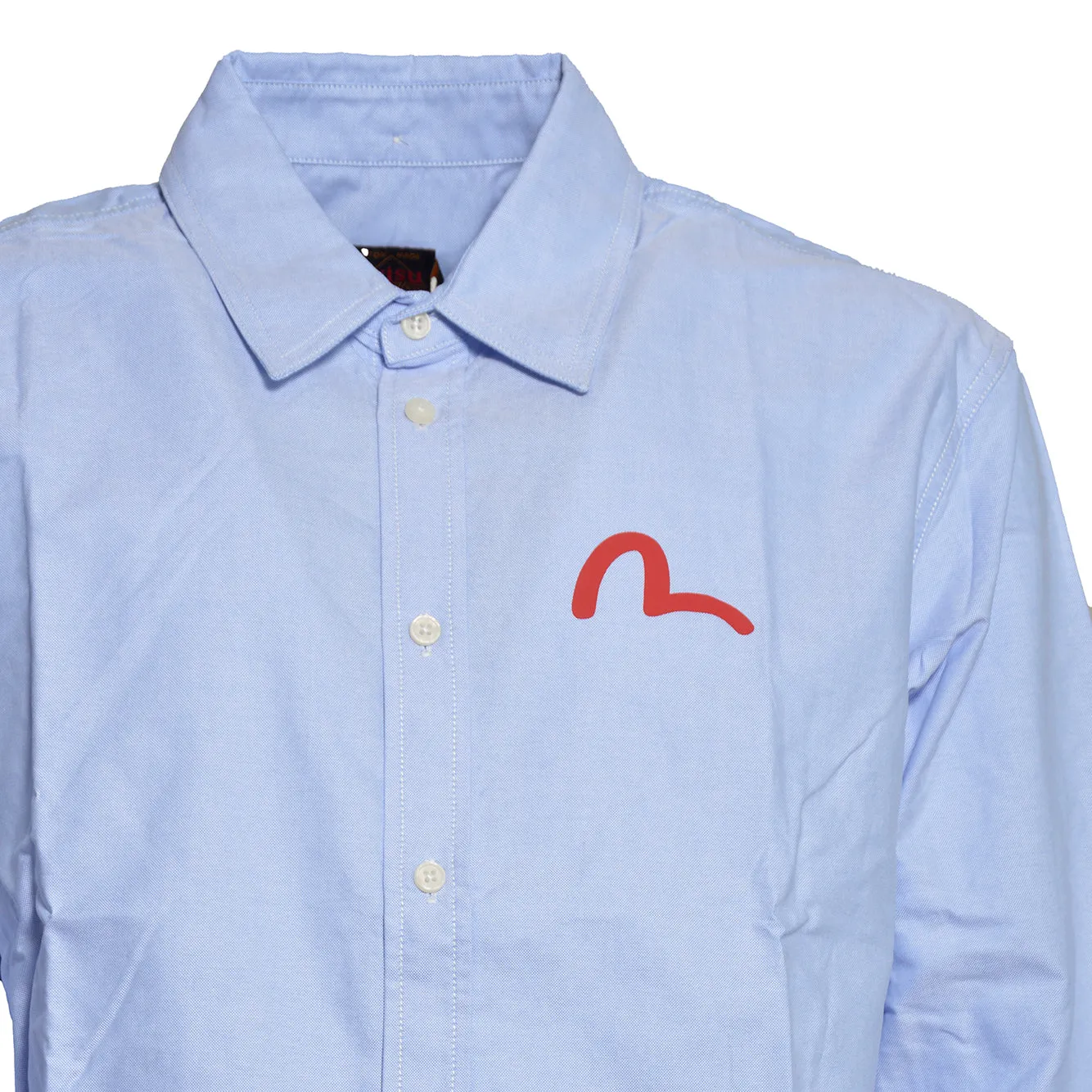 Evisu 2ESHTM5SL1243 camicia azzurra oxford gabbiano