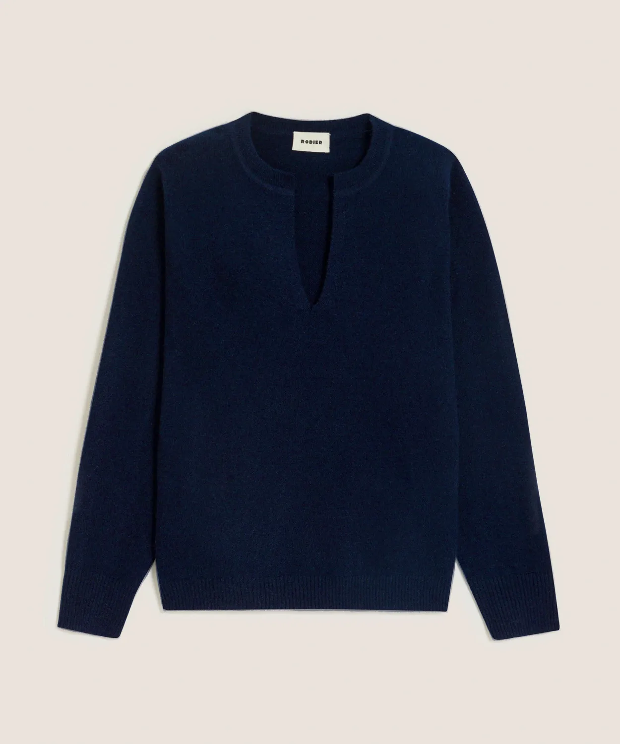 Rodier Maglia cashmere collo tunisino blu notte 2 fili