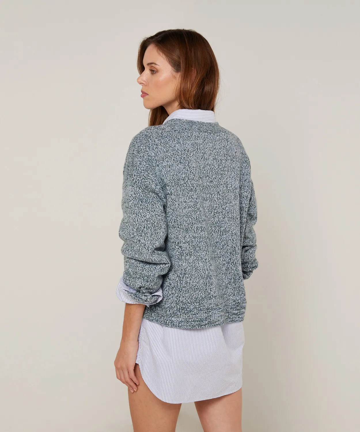 Rodier Cardigan Corto Melange Blu