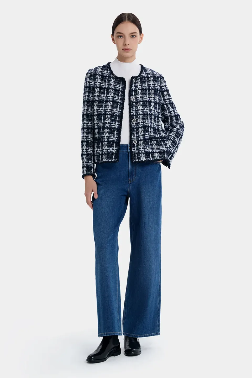 Ports Cashmere Alpaca Giacca tweed navy mix