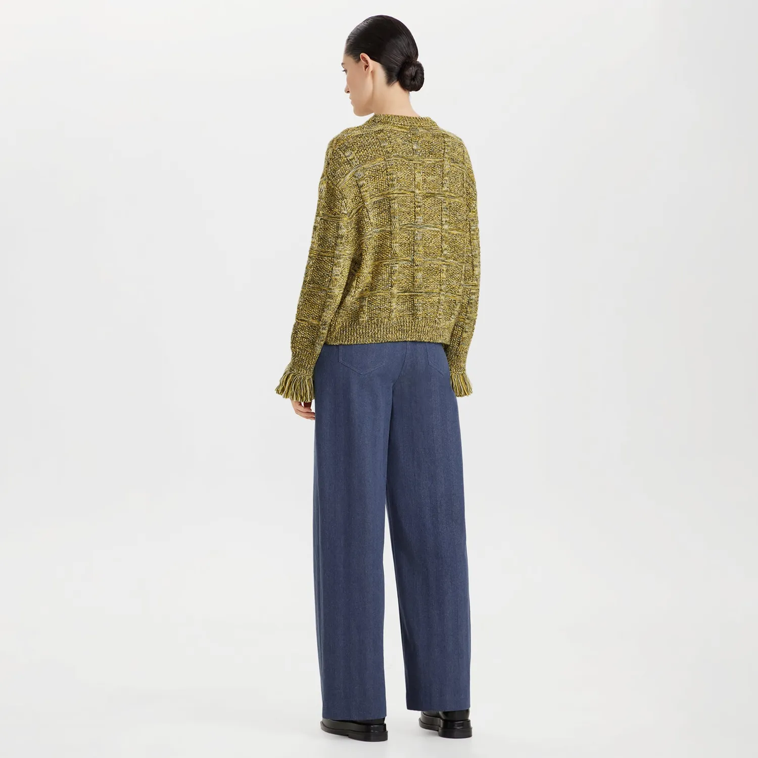 Ports 1961 Wool Check maglione lana pesante verde lime