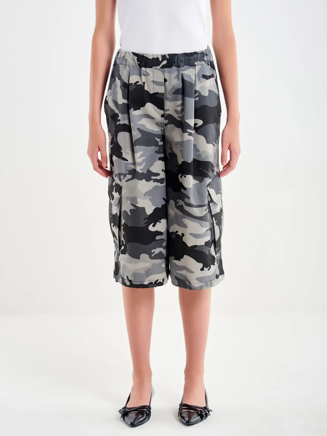 Vicolo Bermuda Camouflage shorts grigio mimetico cotone