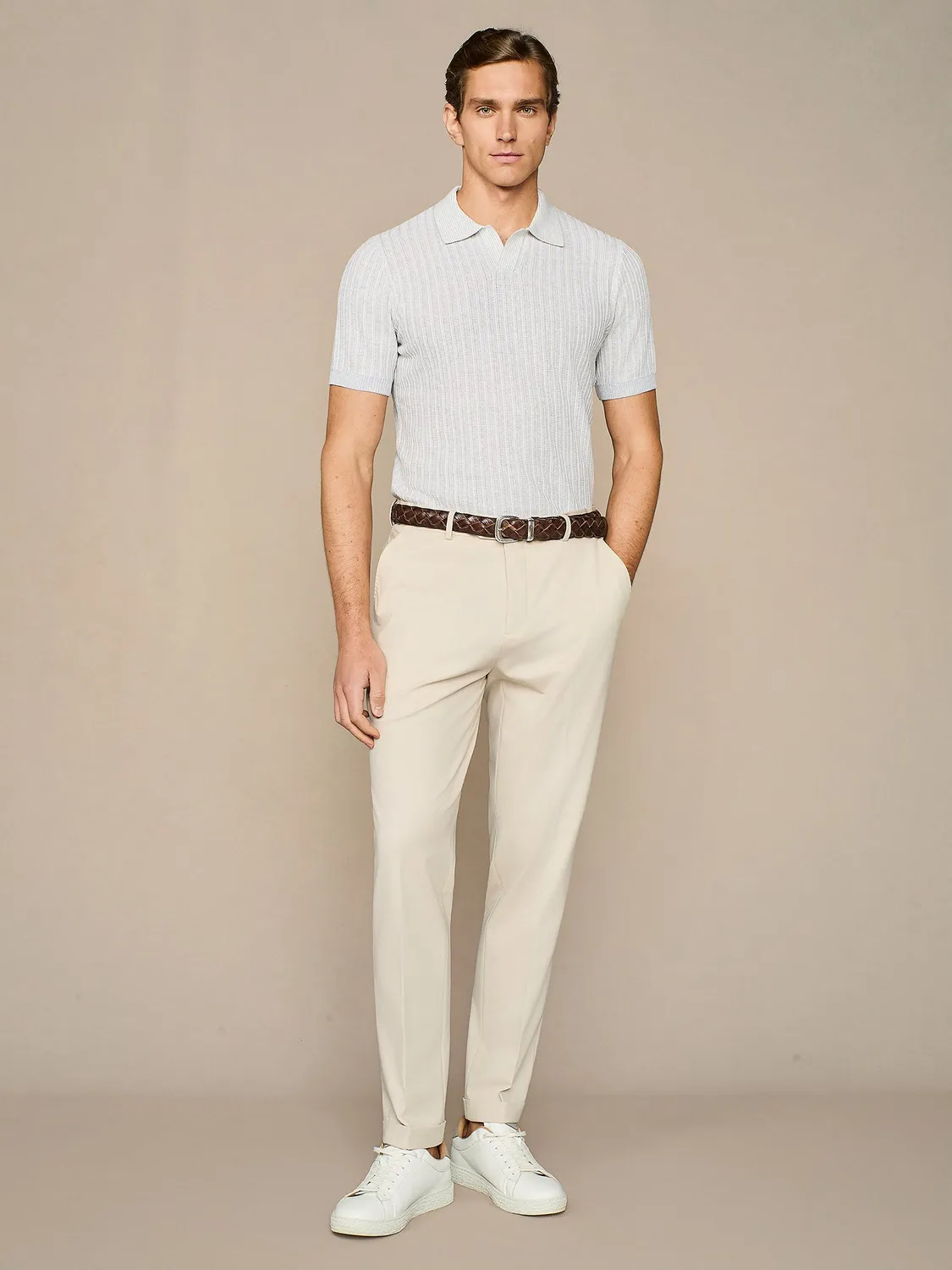 Paul Taylor Pantalone Jersey Tencel Burro
