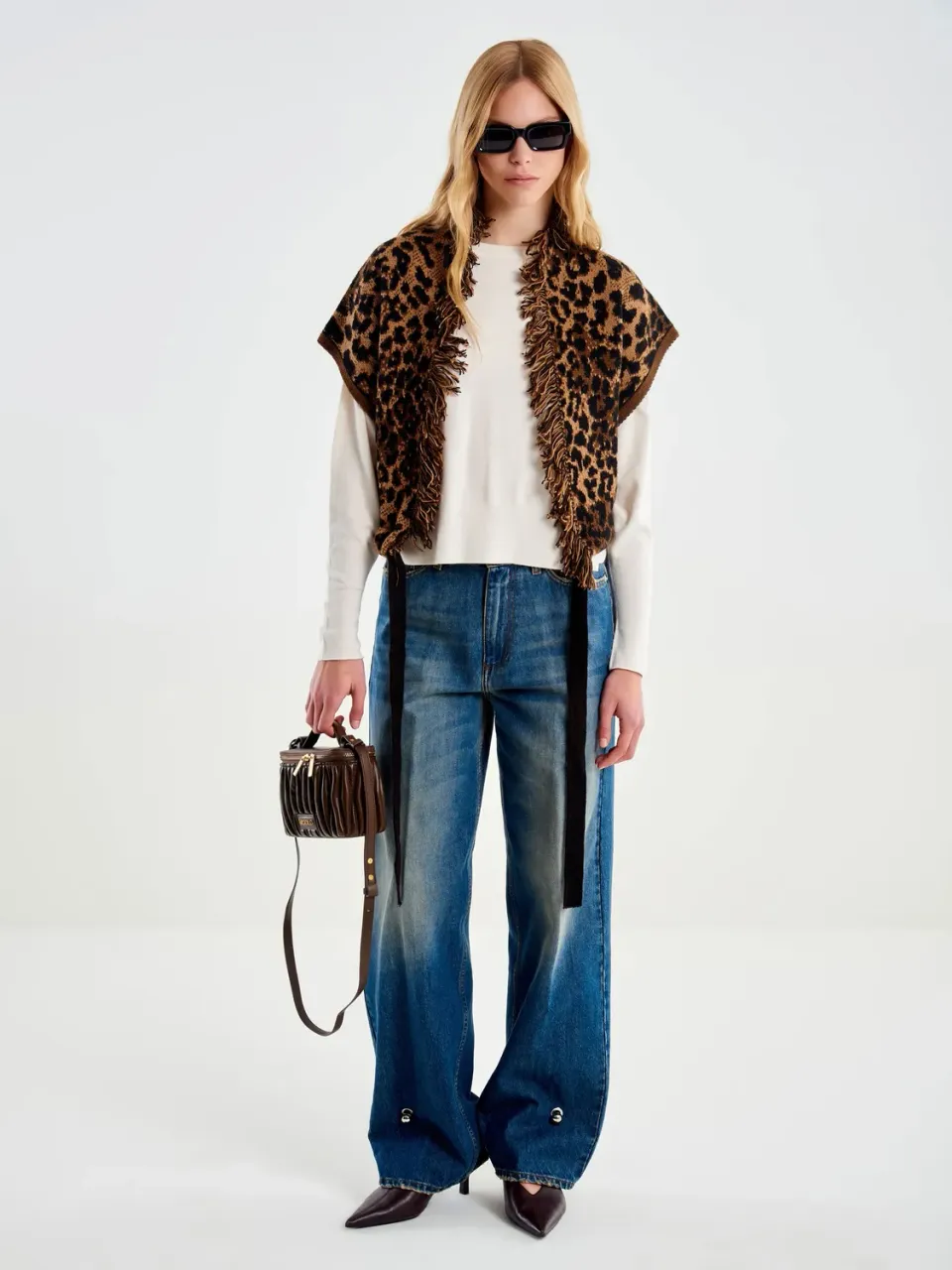Vicolo Gilet Leopardato in Maglia Unica