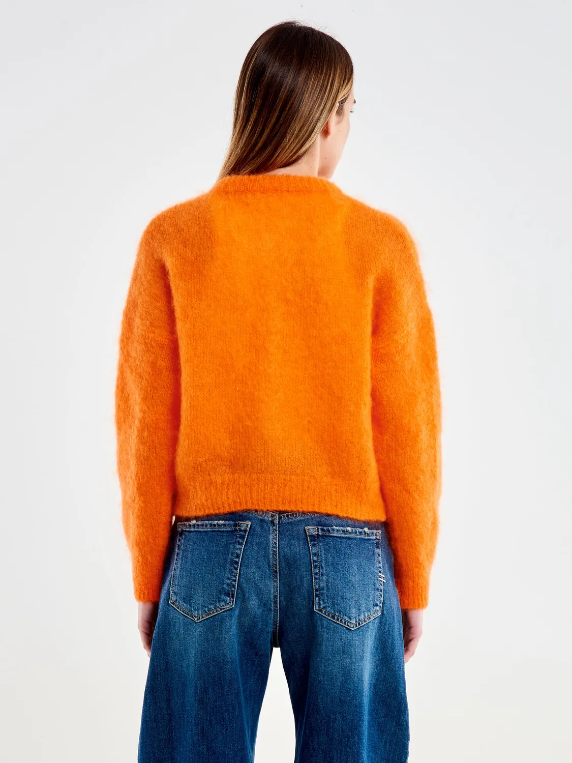 Vicolo Coreana Over cardigan arancione bottoni gioiello