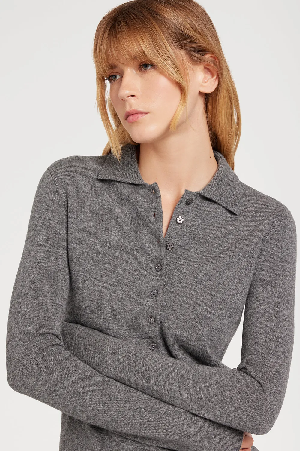 Ports 1961 Cashmere Grey Polo maglia polo cashmere grigia