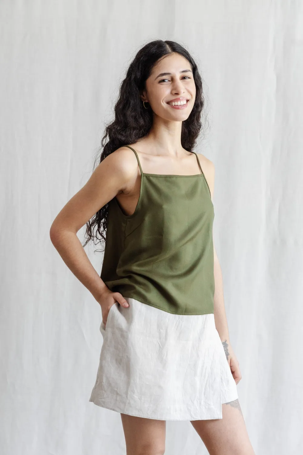 Jyoti Fair Works Lilea canotta modal kaki leggera estate
