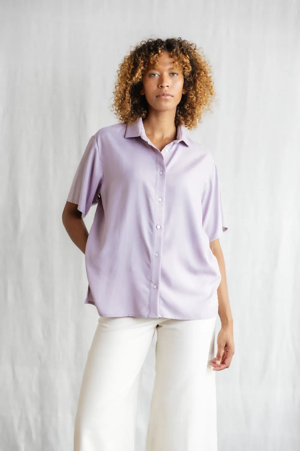 Jyoti Fair Works Ecovero Shirt Nehani camicia lilla modal