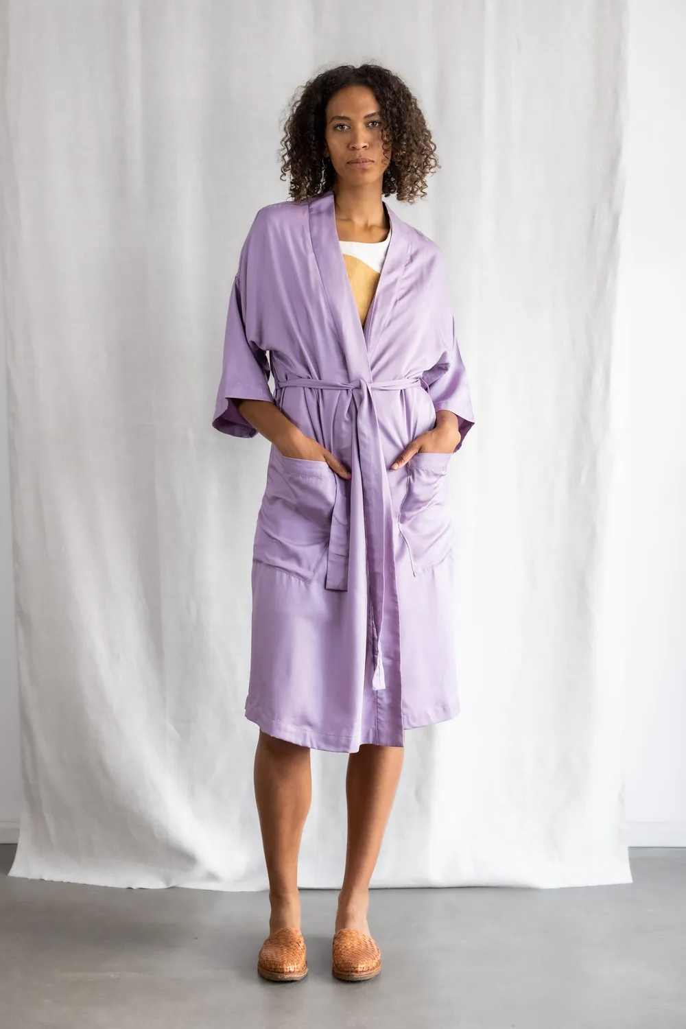 Jyoti Rohani cardigan modal lilla con cintura