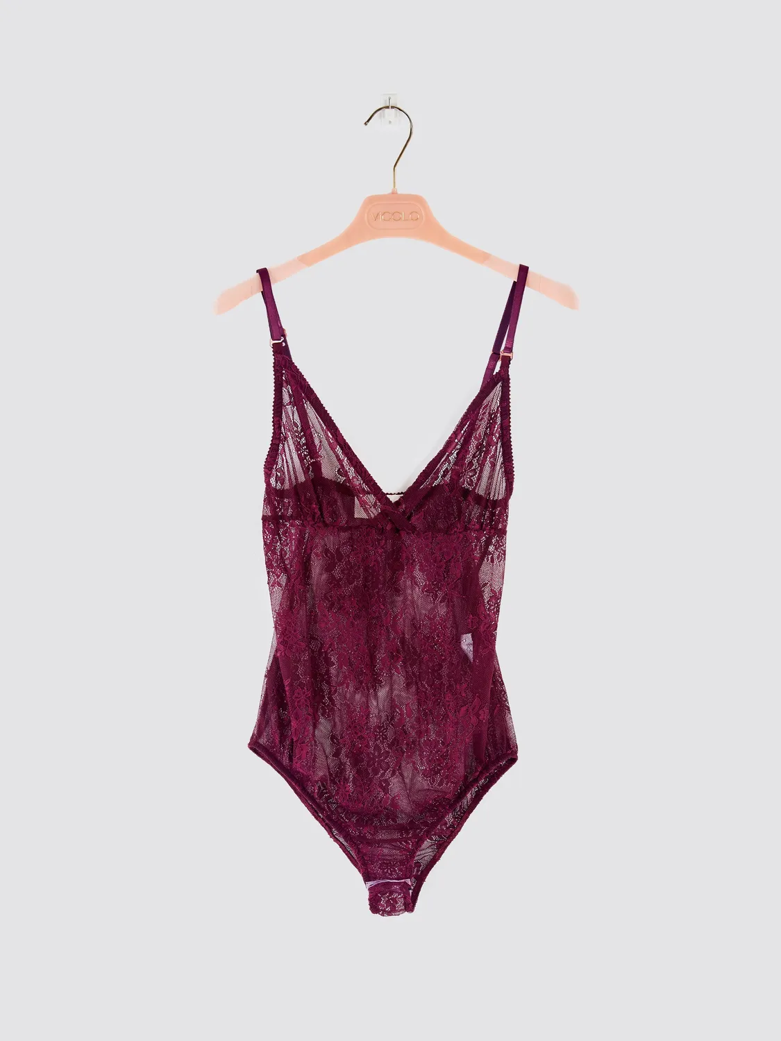 Vicolo Body Pizzo Spalline Sottili bordeaux regolabile