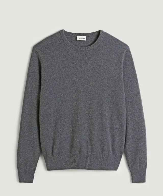 Rodier Maglione uomo girocollo cashmere grigio medio