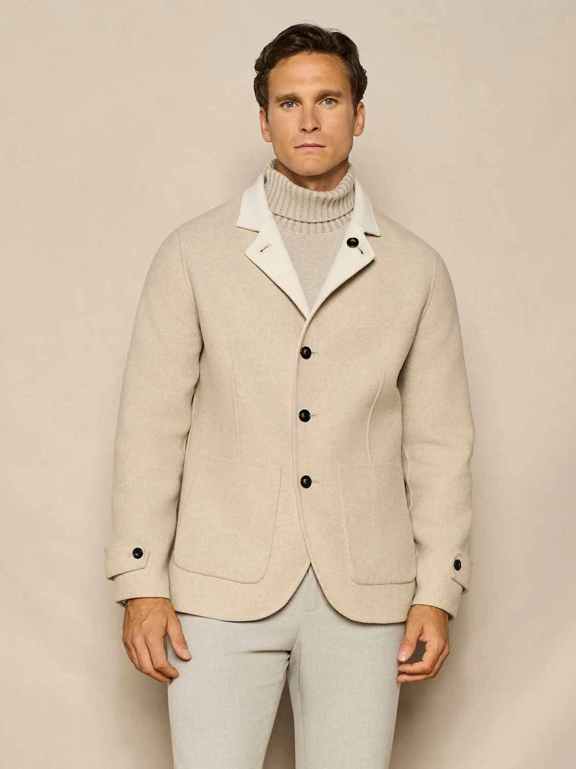 Paul Taylor giacca reversibile beige monopetto 4 bottoni