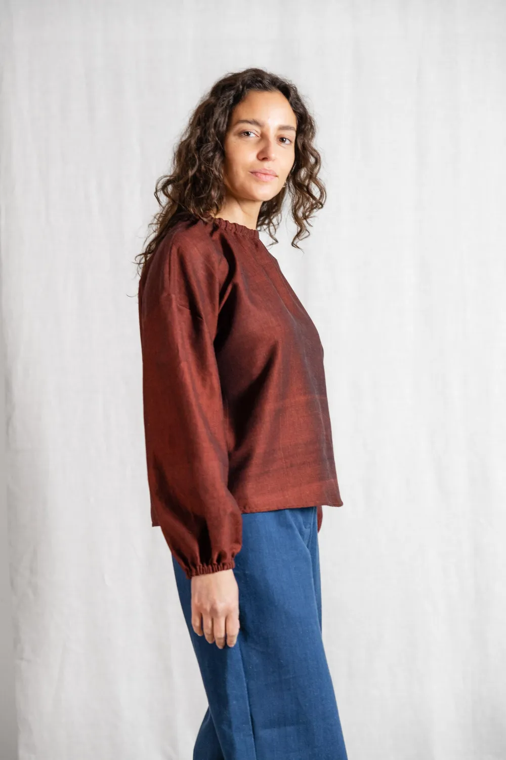 Jyoti Fair Works Chaand rum-raisin blusa cotone