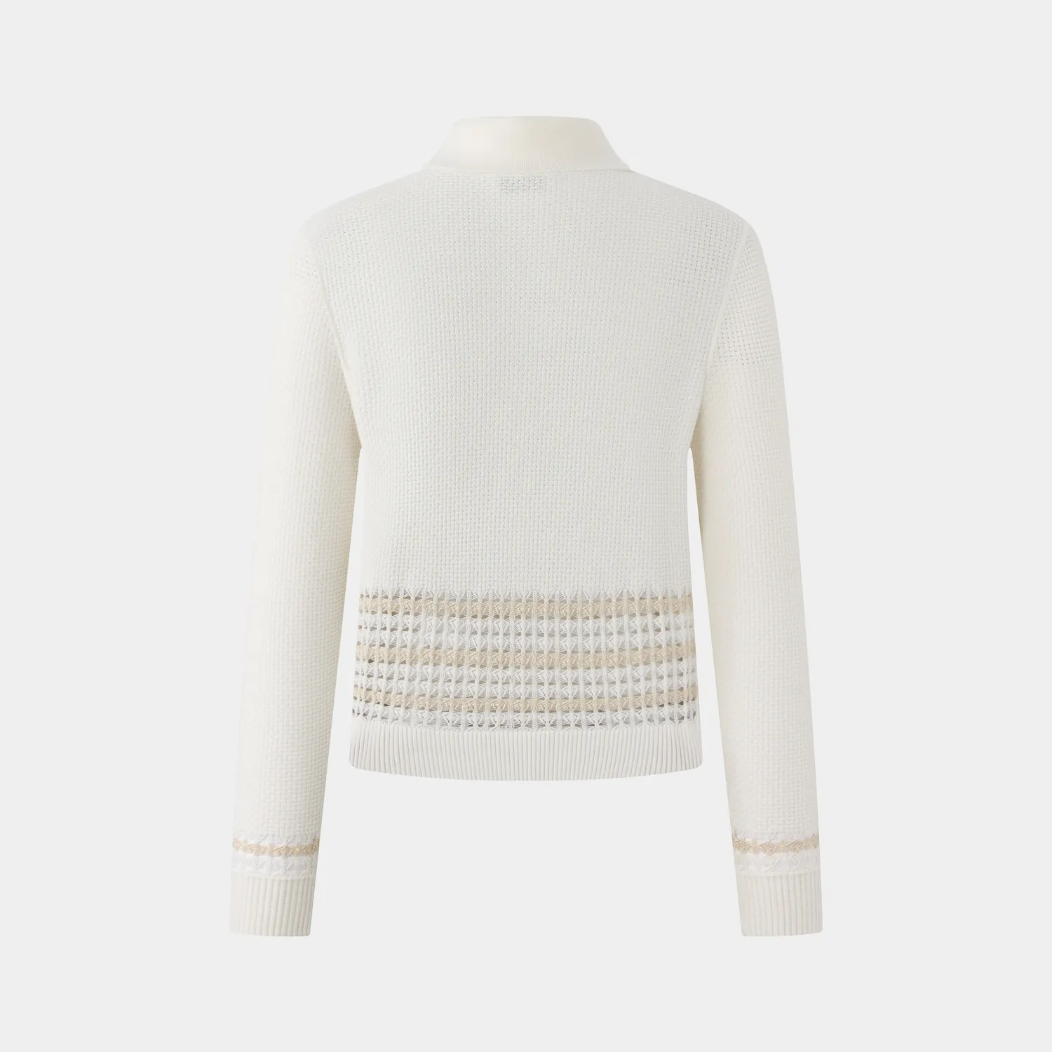 PORTS Patterned Knit Cardigan cardigan crema collo polo