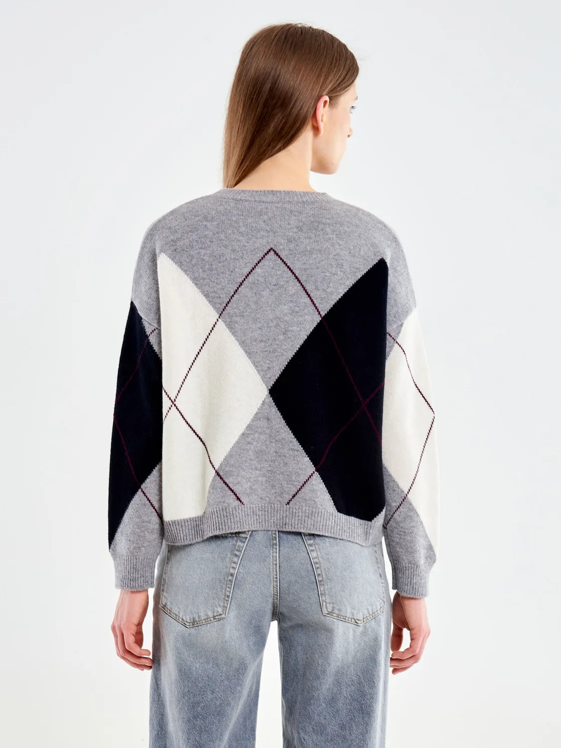 Vicolo Pull Girocollo con Rombi maglione lana taglia unica