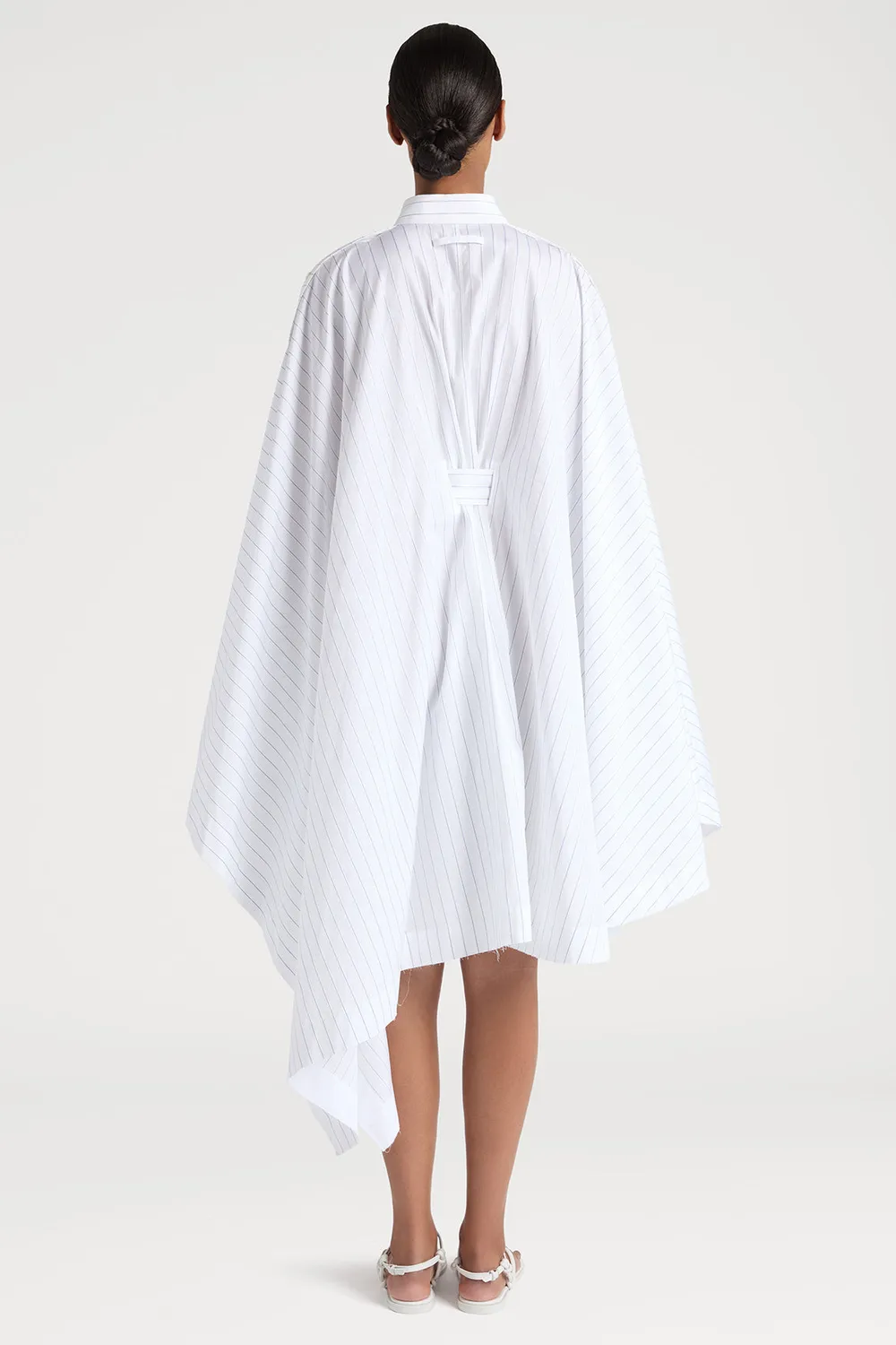 PORTS Abito camicia righe bianco blu lungo