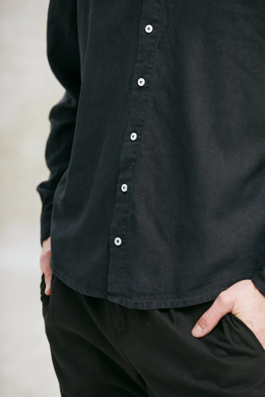 Jyoti Fair Works Harish camicia uomo nera canapa tencel