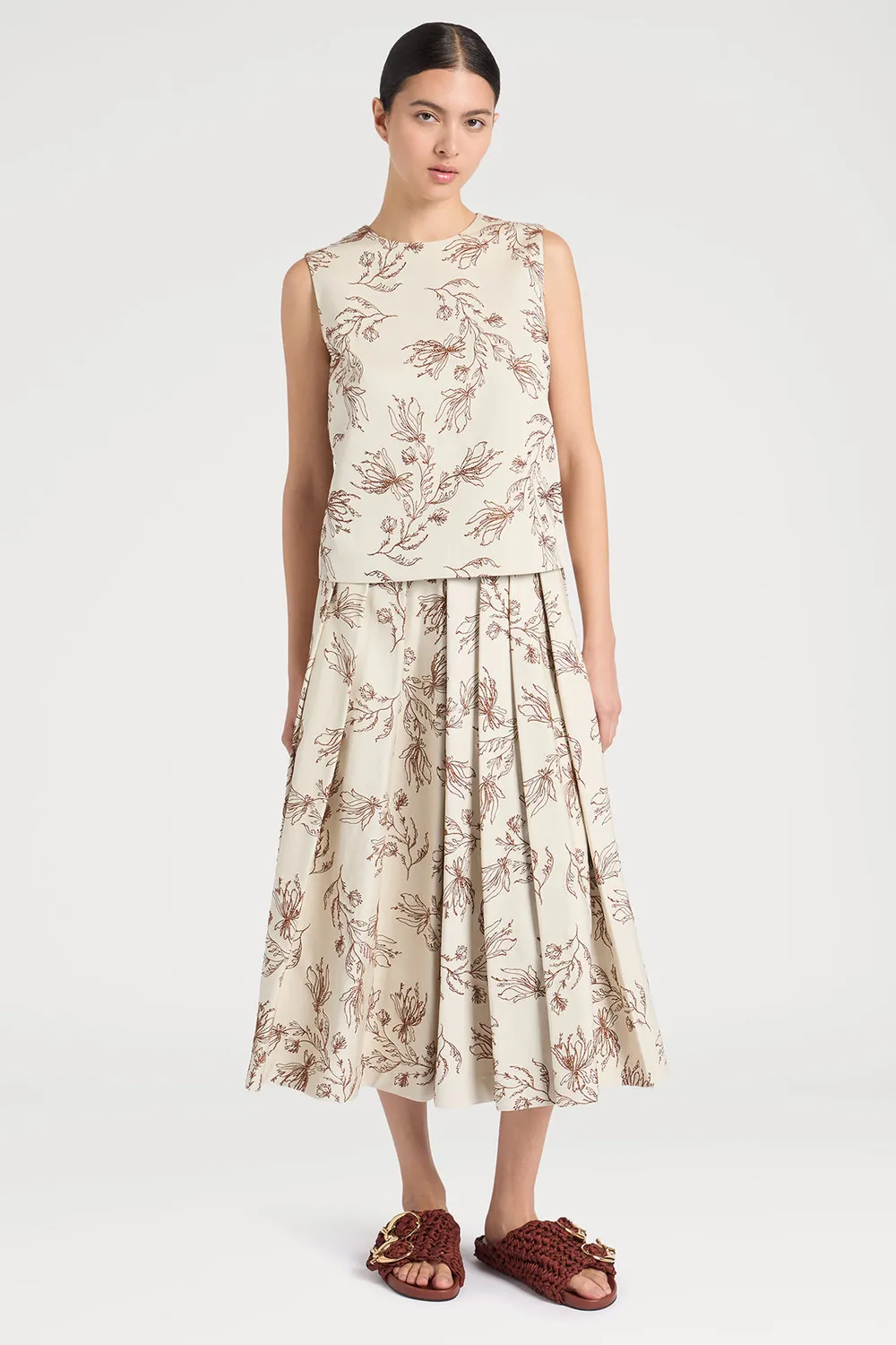 Ports 1961 Floral Embroidered top floreale smanicato