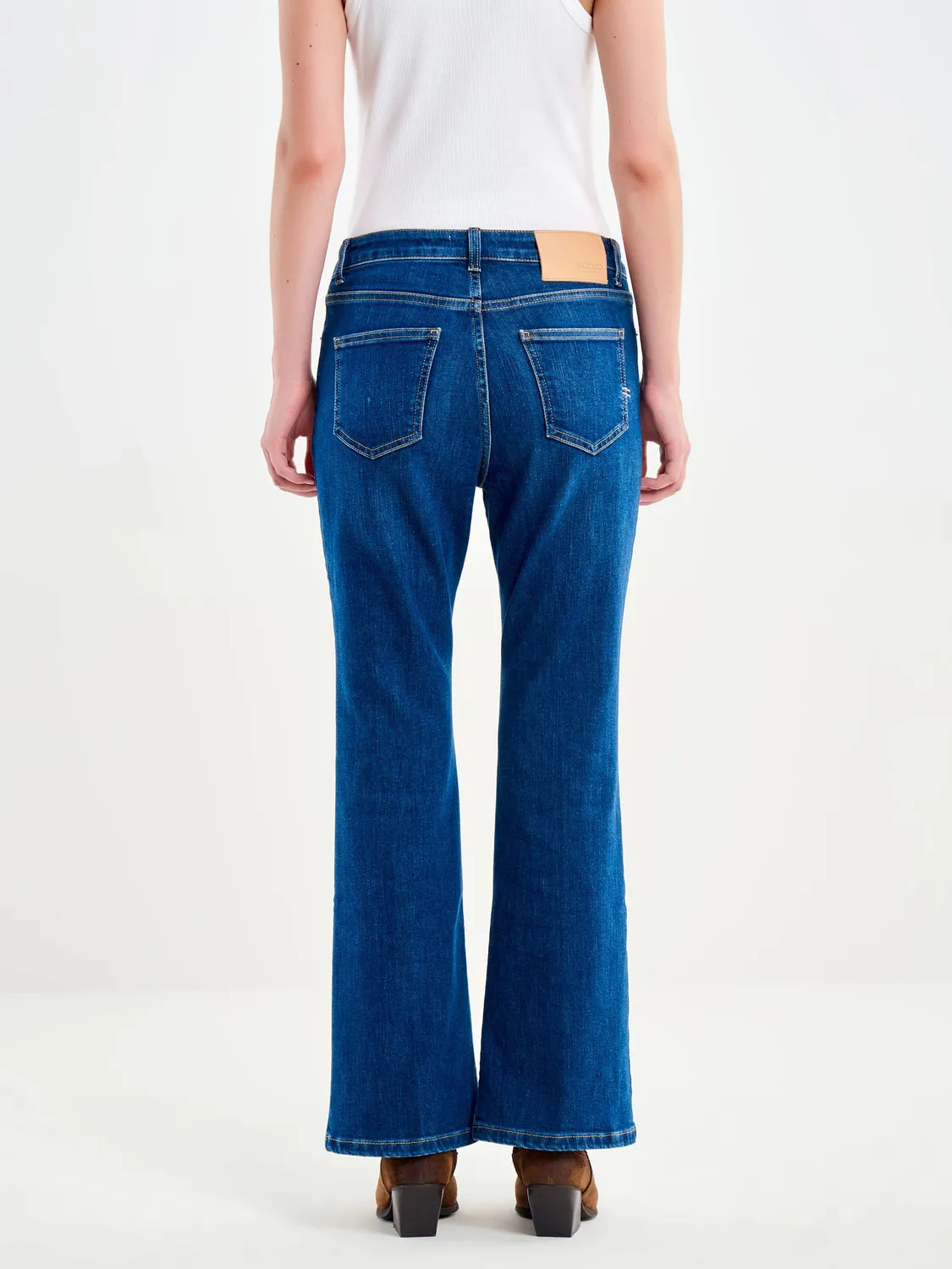 VICOLO Gisele Boot Cut jeans flare blu vita media elasticizzato