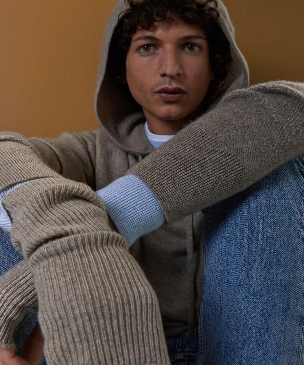 Rodier Felpa Cashmere Uomo Cappuccio Marrone Talpa 2 Fili