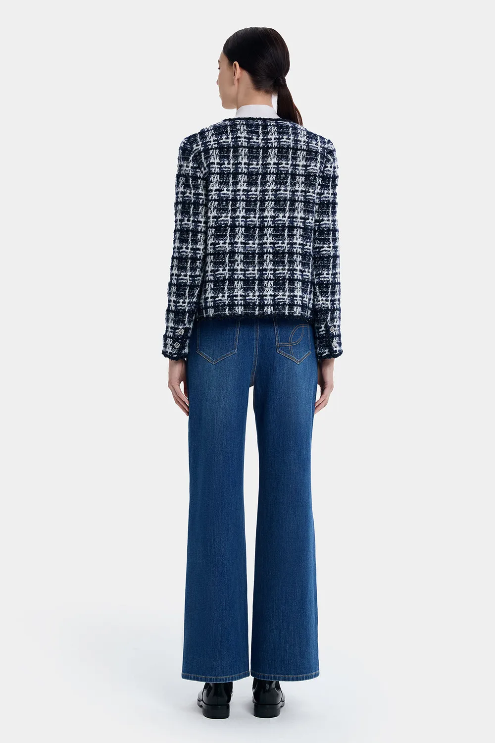 Ports Cashmere Alpaca Giacca tweed navy mix