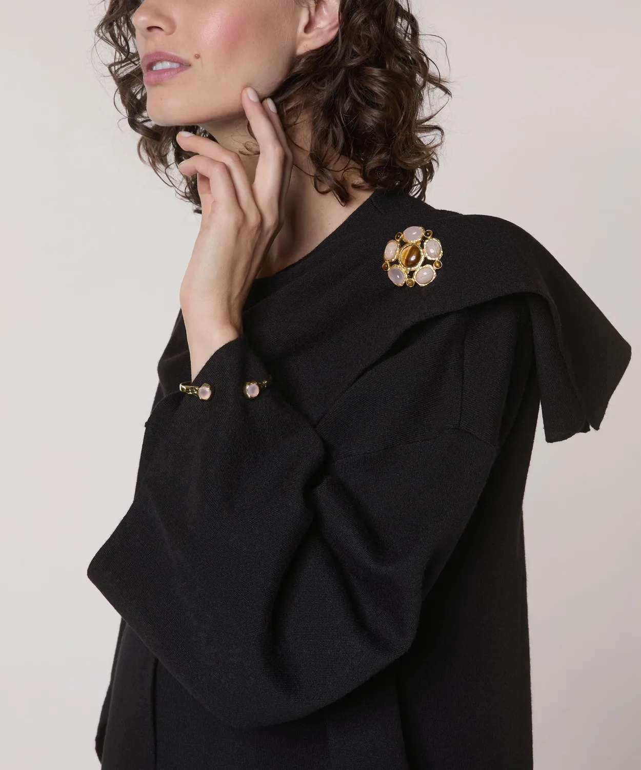 Rodier Mantella maglia nera scollo rotondo