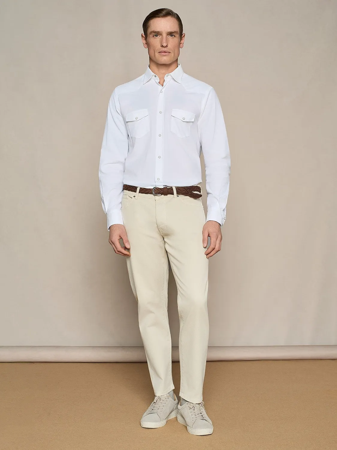 Paul Taylor camicia texana velluto bianco cotone