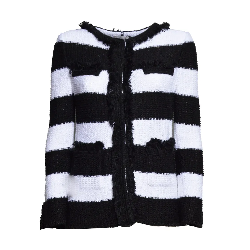 Charlott 797000 blazer righe bianco nero chanel