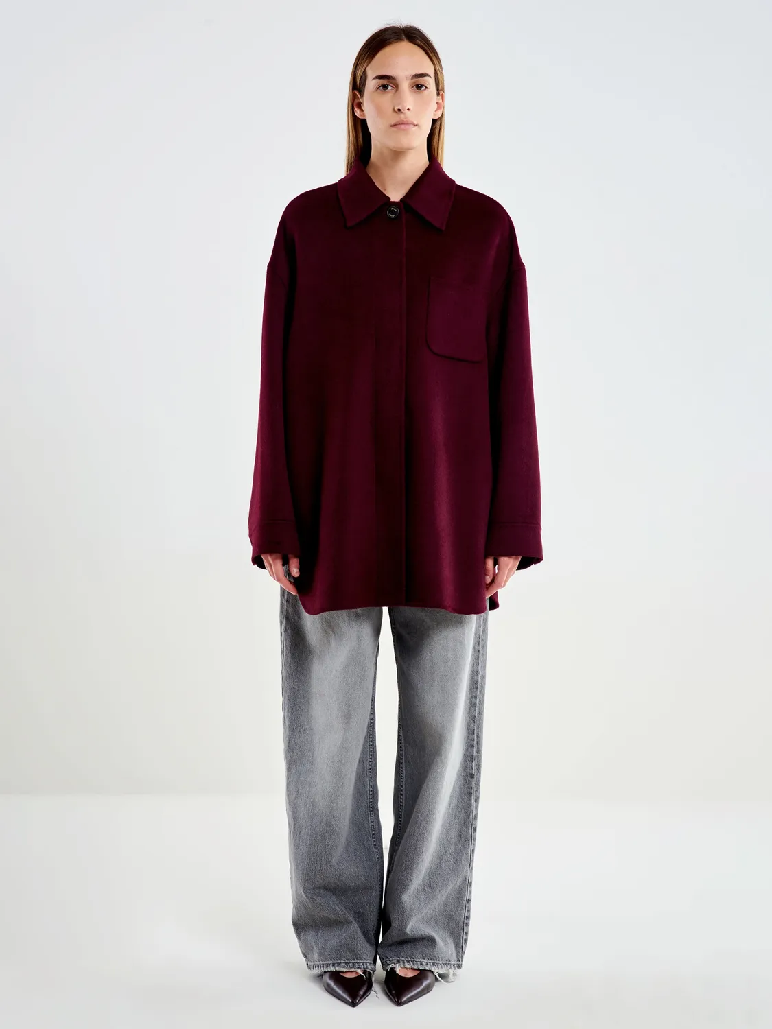 Vicolo Over Shirt giacca lana borgogna