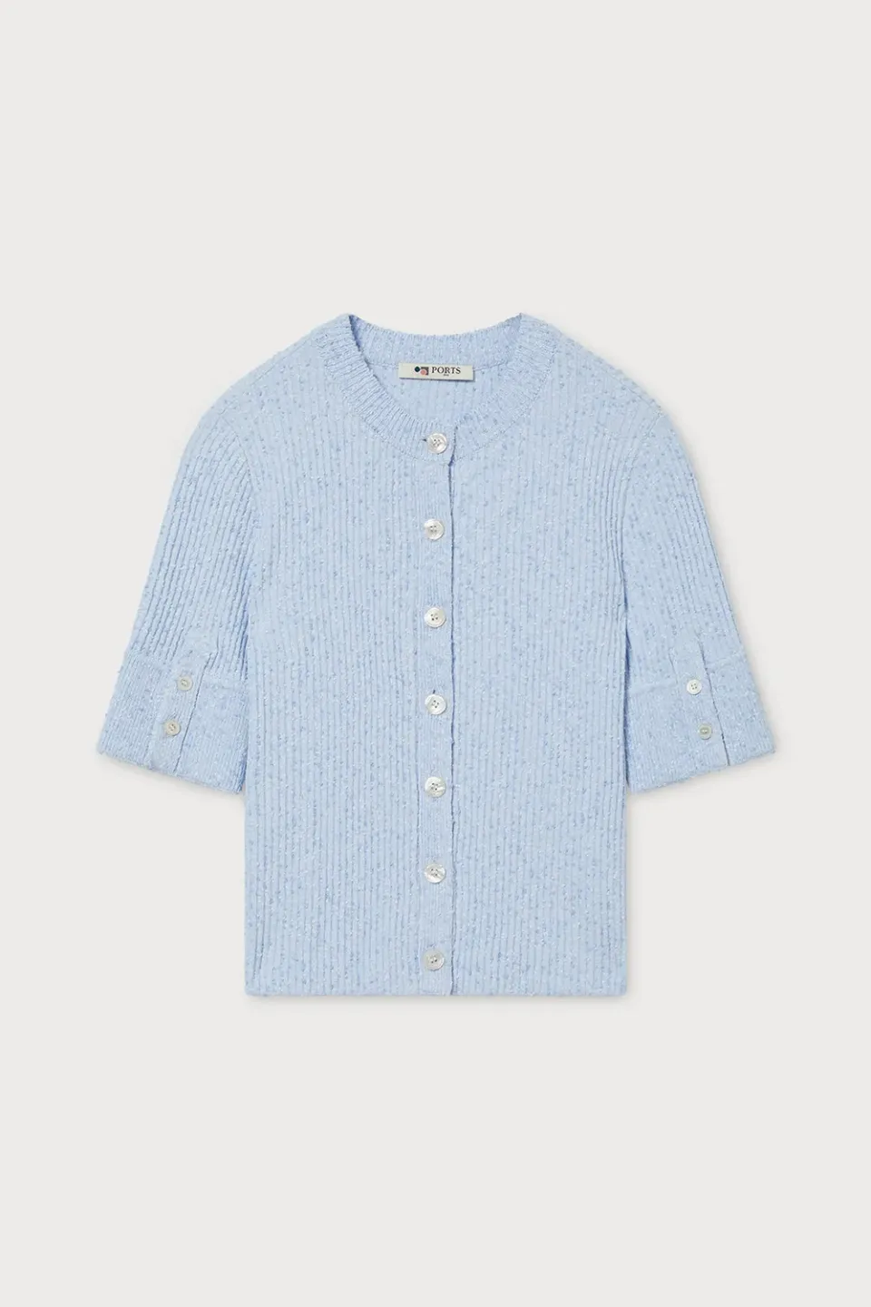 PORTS cardigan azzurro manica a gomito con bottoni