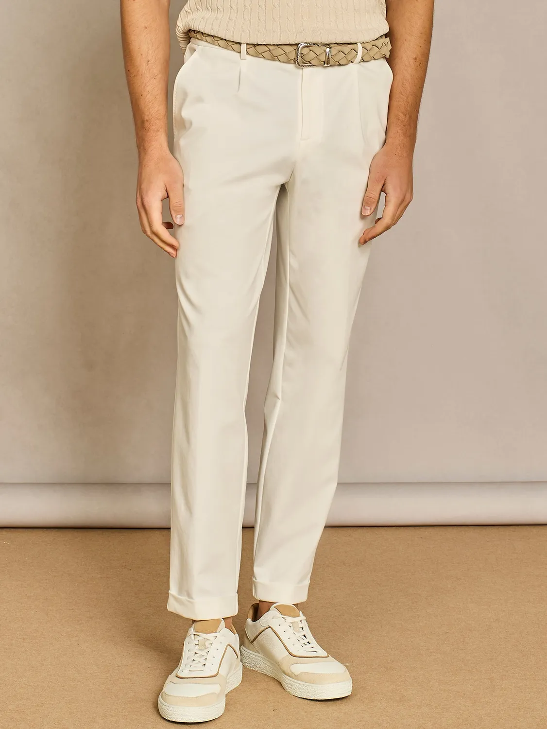 Paul Taylor pantalone wide jersey bianco uomo