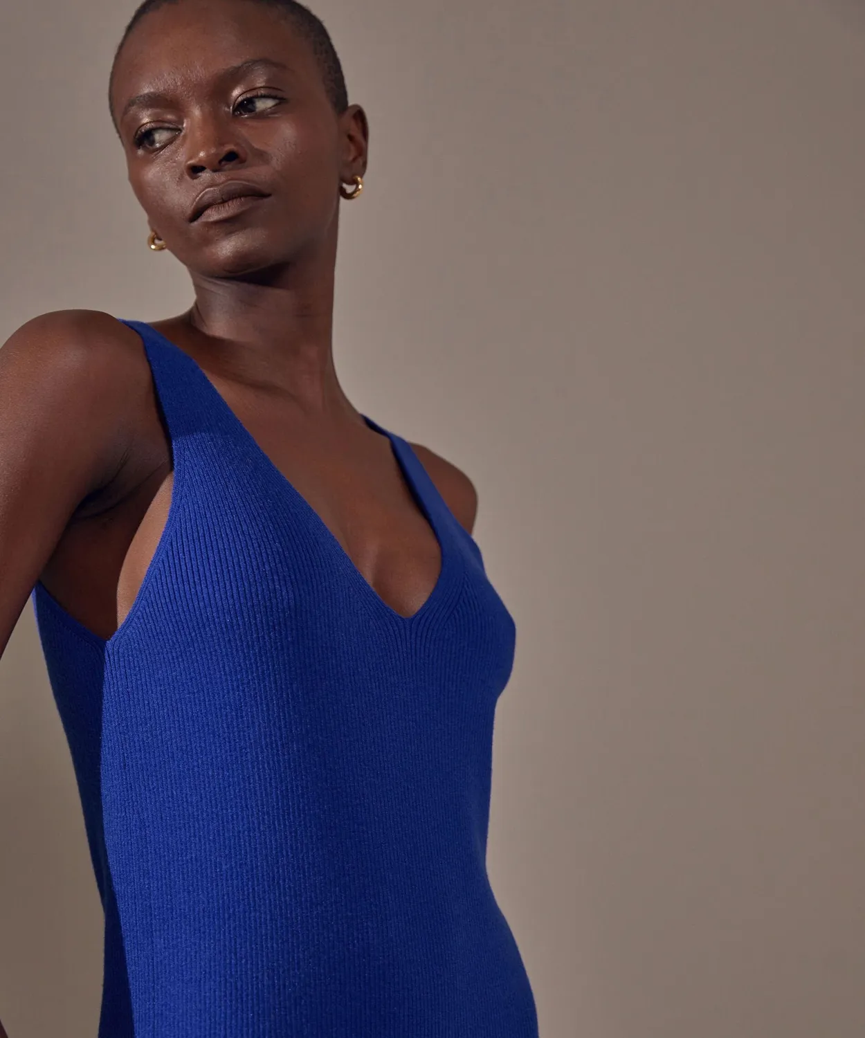 Rodier abito maglia midi senza maniche blu oltremare