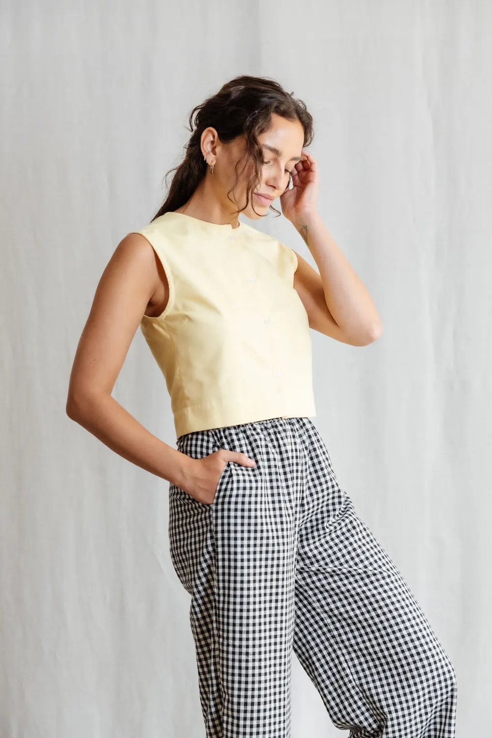 Jyoti Fair Works Diyan top cotone giallo limone