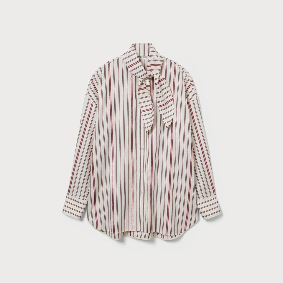 PORTS Striped Cotton camicia foulard righe cotone