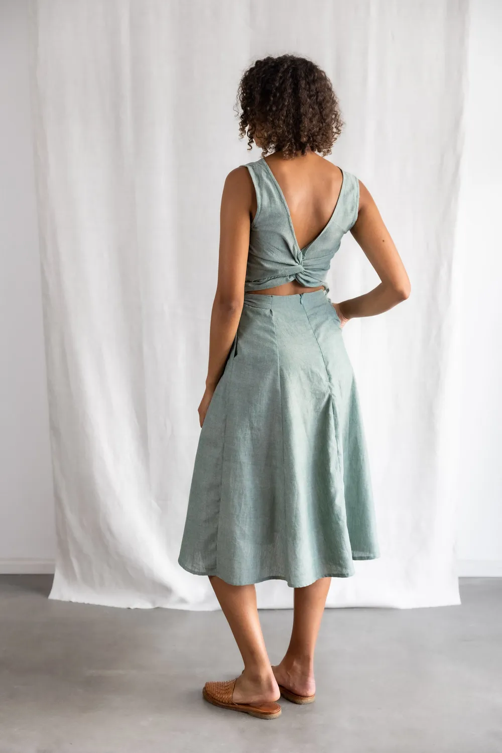 Jyoti Karishmi Eucalyptus vestito midi XS verde