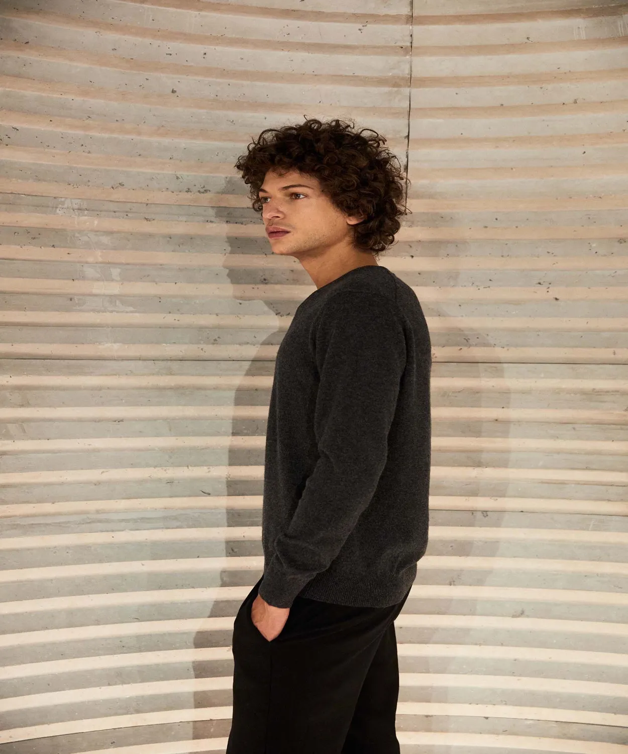 Rodier maglia scollo V cashmere grigio antracite uomo