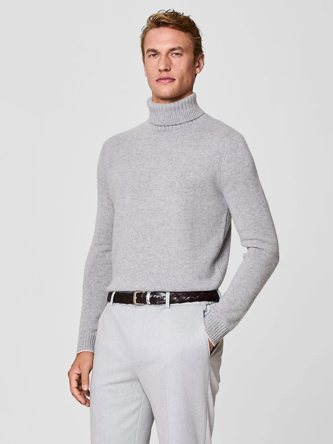 Paul Taylor Dolcevita Puro Cashmere Grigio Melange maglia