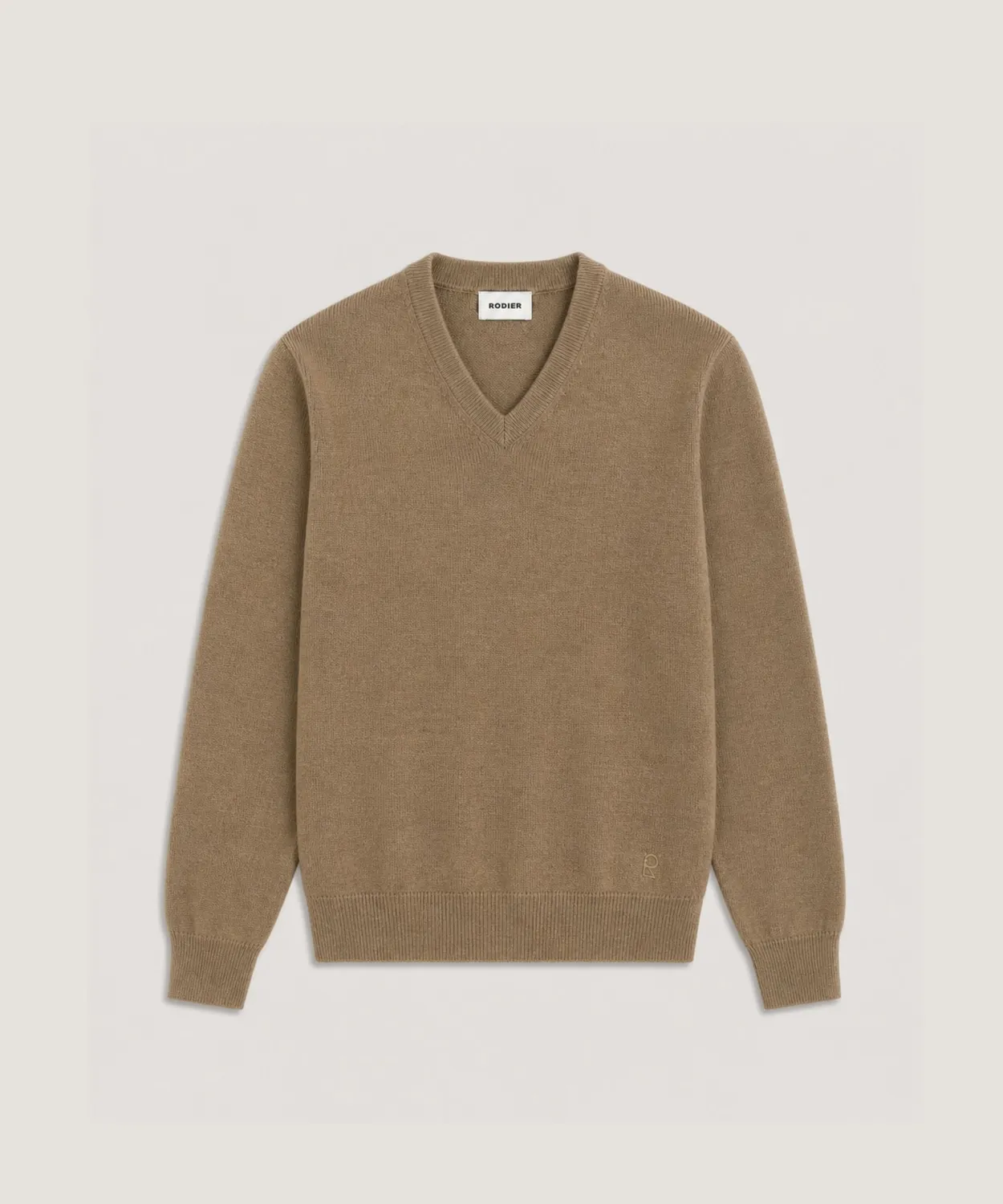 Rodier Pullover scollo a V merino beige scuro