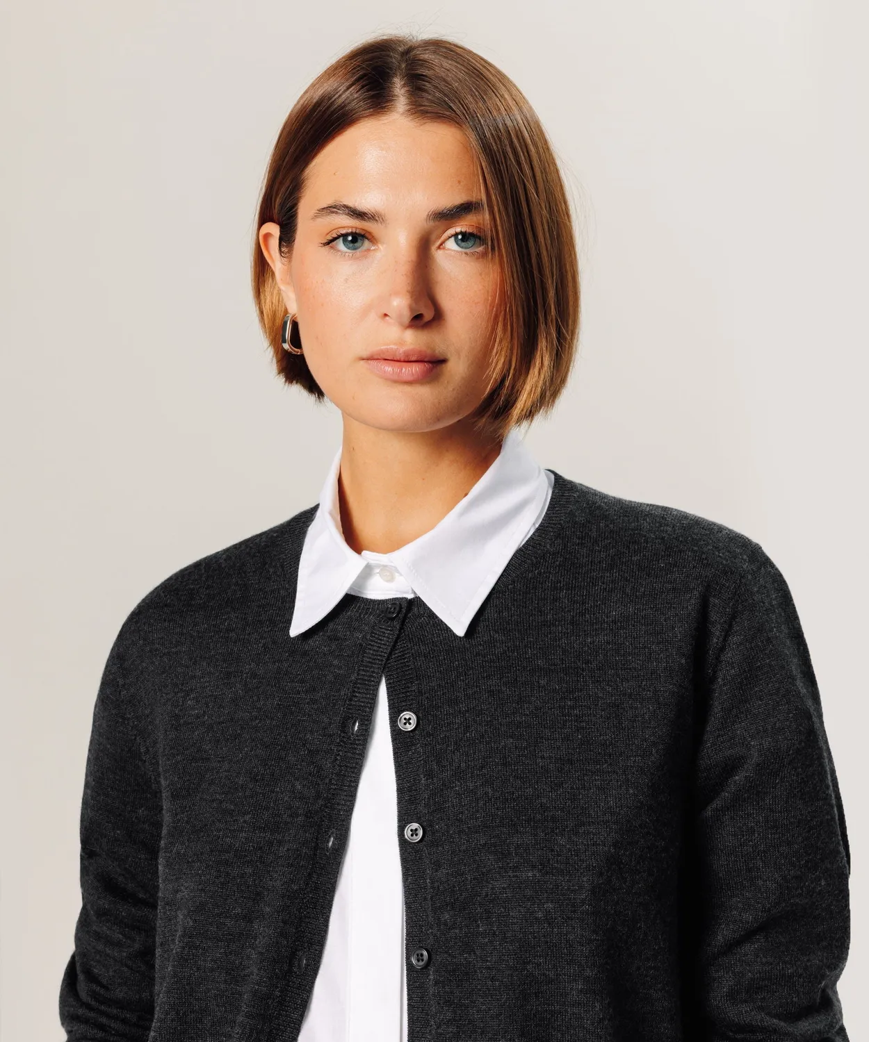 Rodier cardigan lana merino grigio antracite