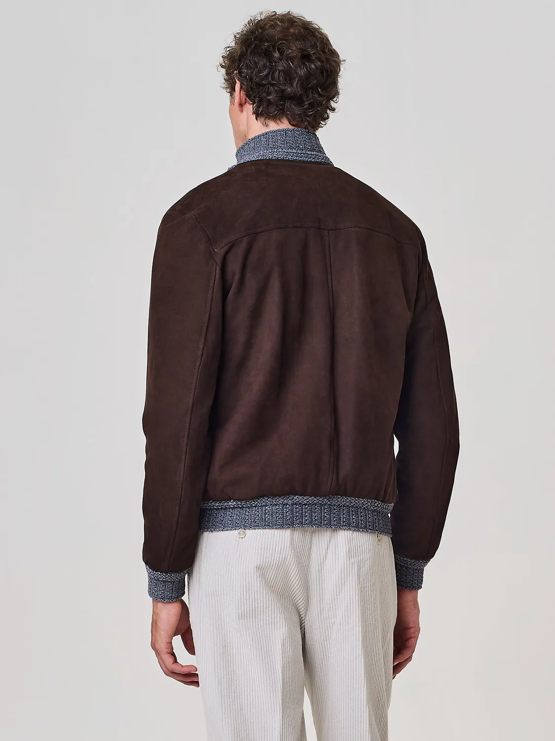Paul Taylor bomber camoscio moro bottoni premium